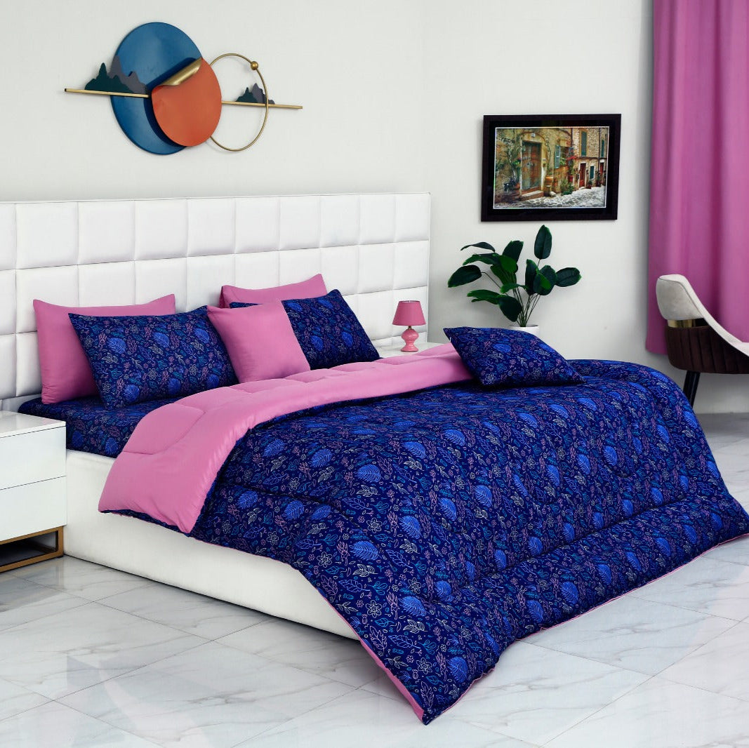 8 PCs Winter Comforter Set-Blue Lily