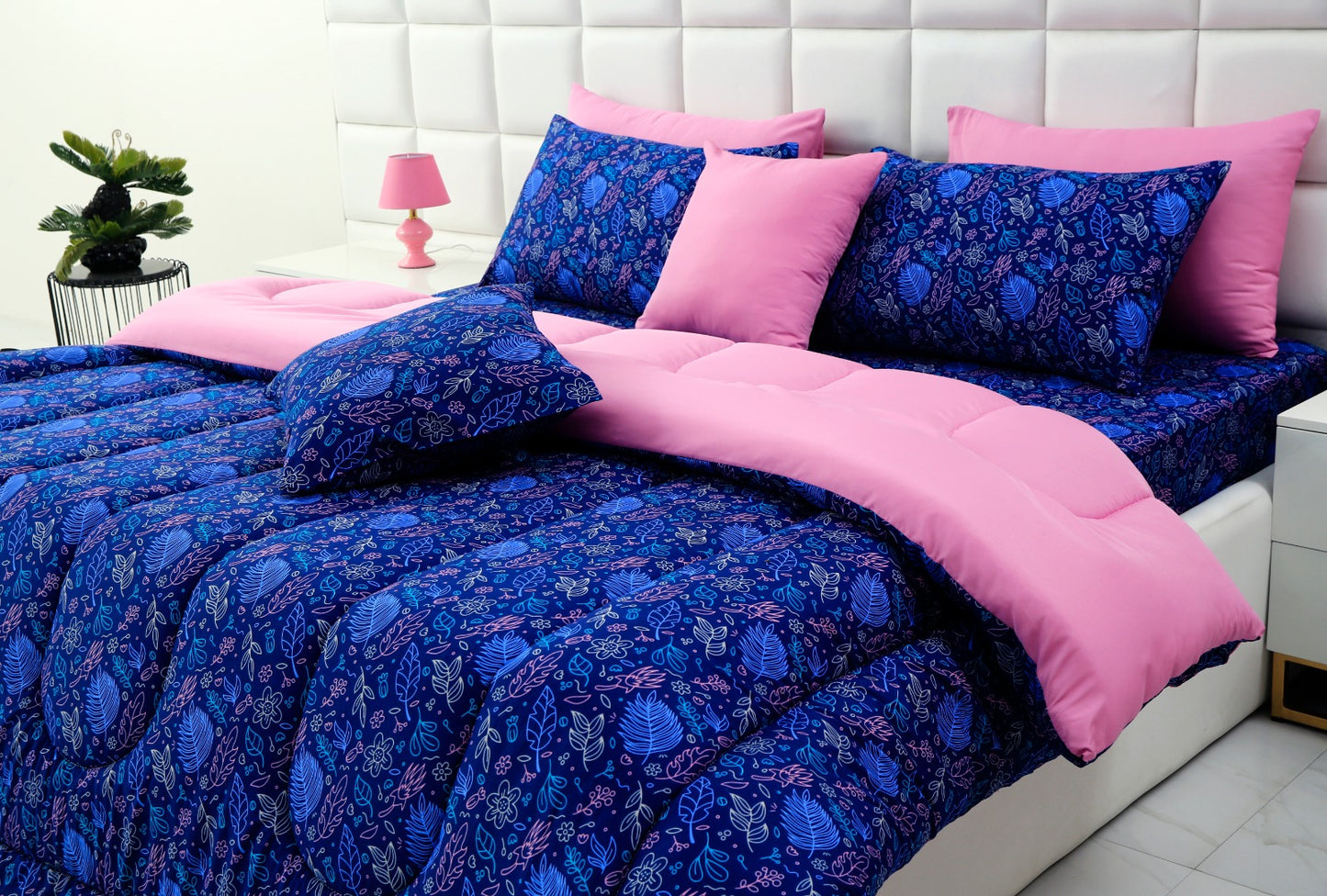 8 PCs Winter Comforter Set-Blue Lily