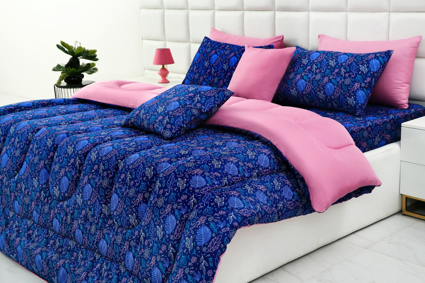 8 PCs Winter Comforter Set-Blue Lily