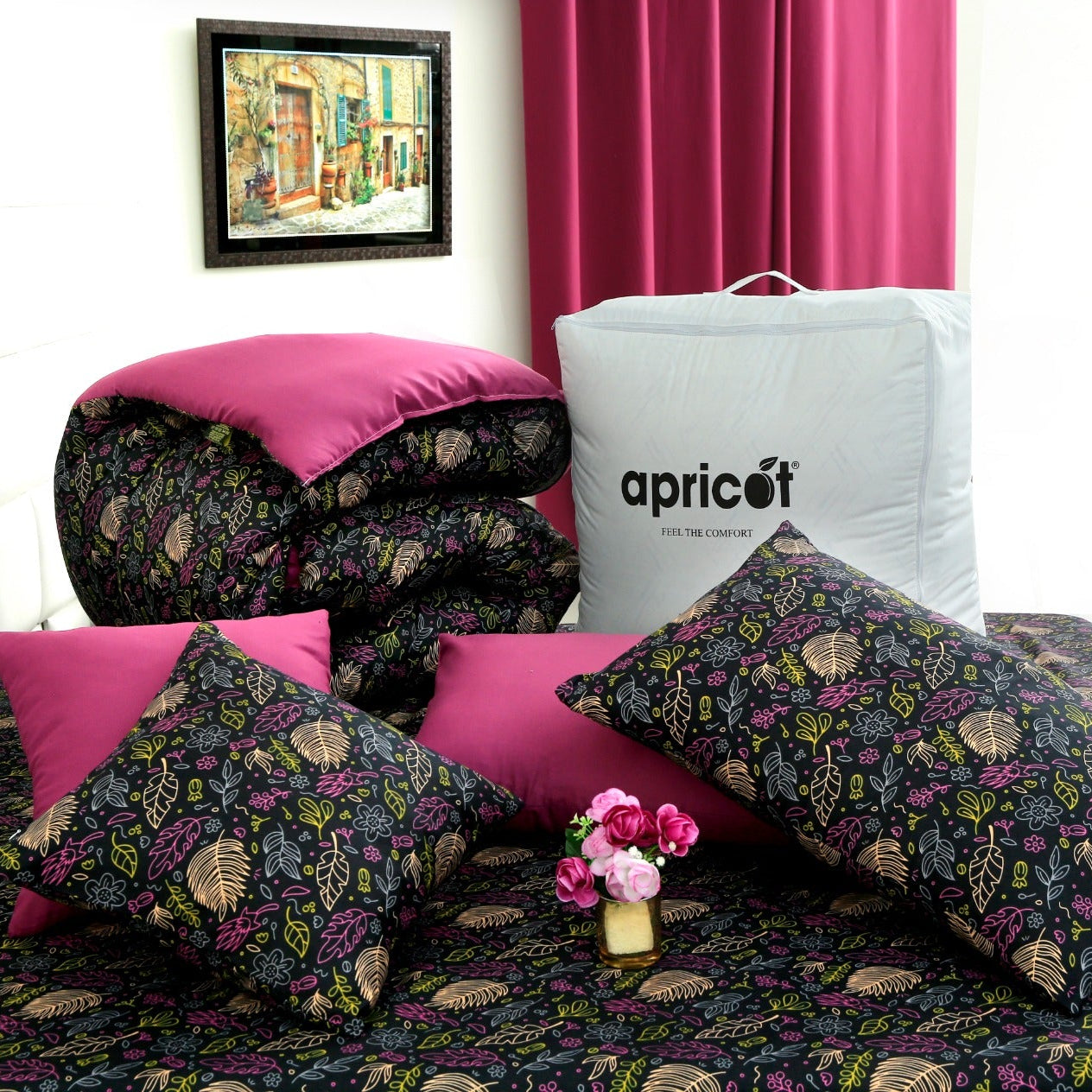 8 PCs Winter Comforter Set-Black Lily