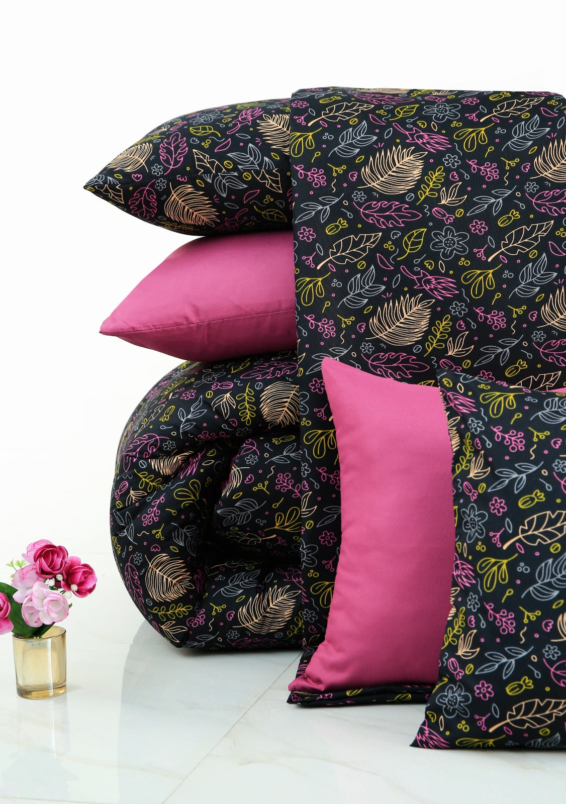 8 PCs Winter Comforter Set-Black Lilly Comforters Apricot