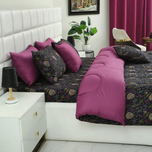 5 PCs Single Comforter Set-Black Lilly Comforters Apricot