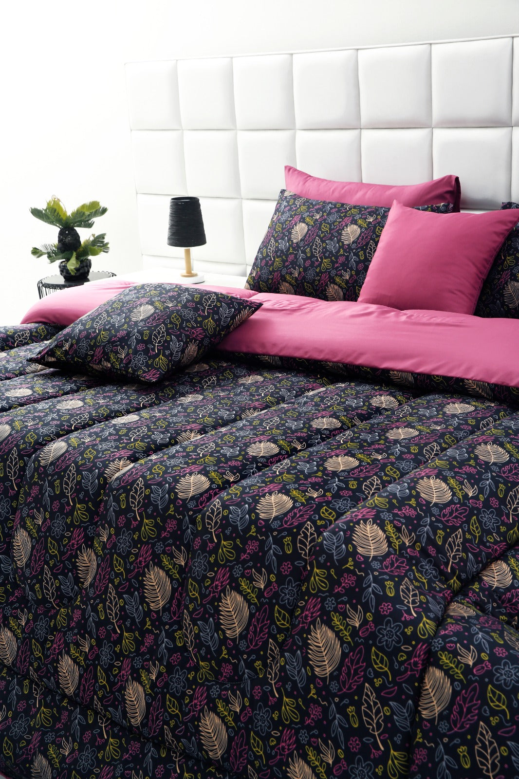 5 PCs Single Comforter Set-Black Lilly Comforters Apricot