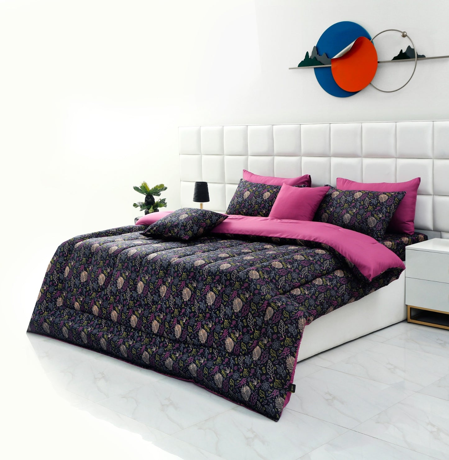 8 PCs Winter Comforter Set-Black Lily