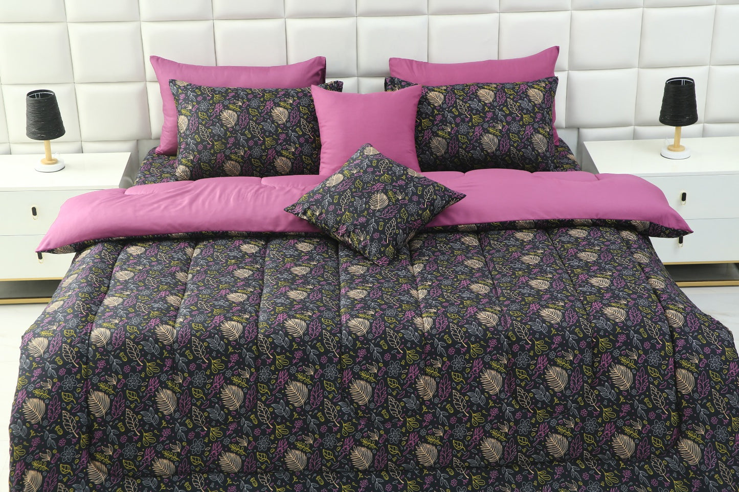 8 PCs Winter Comforter Set-Black Lilly Comforters Apricot