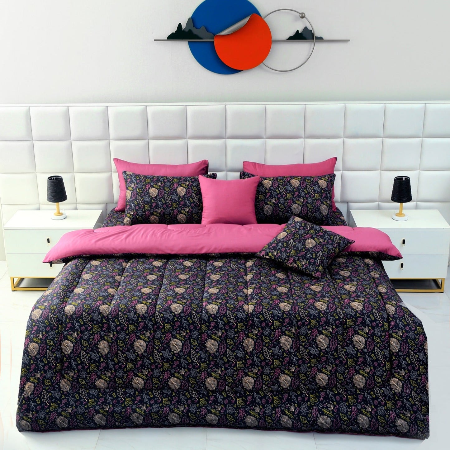 8 PCs Winter Comforter Set-Black Lily