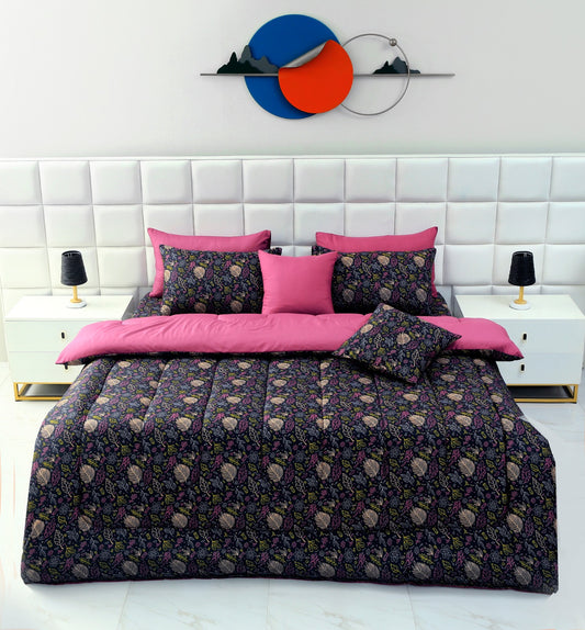 8 PCs Winter Comforter Set-Black Lilly Comforters Apricot