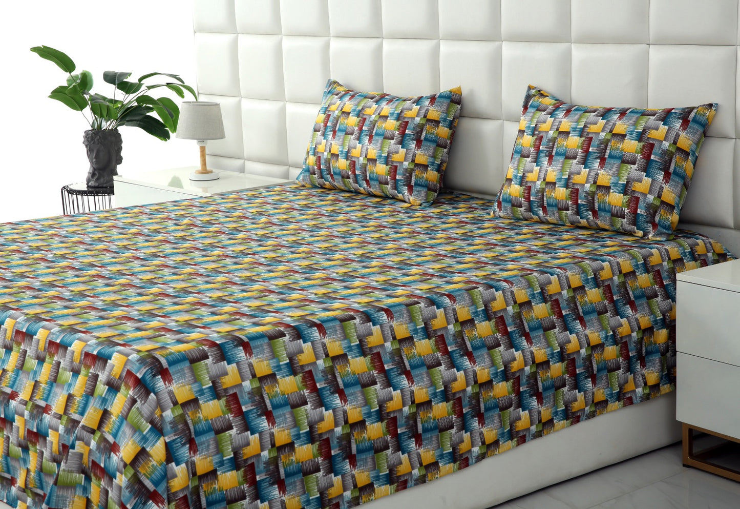 3 PCs Double Bed Sheet-Gradient Bed Sheets Apricot