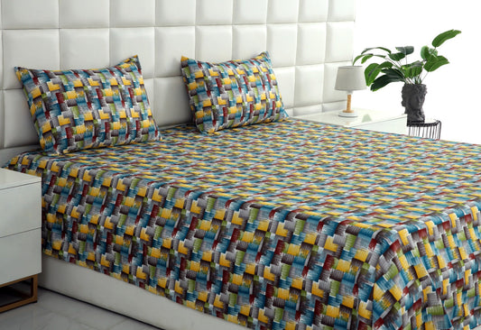 2Pcs Single Bed Sheet- 15296 Gradient single bed sheet Apricot