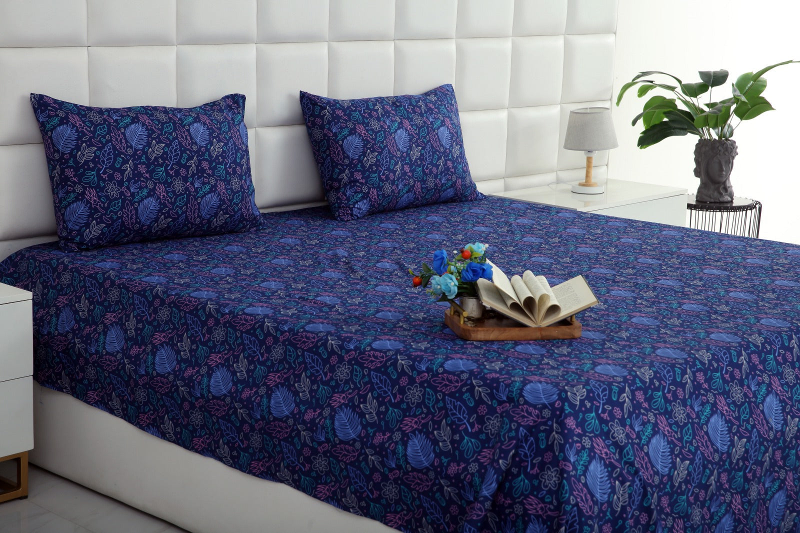 2Pcs Single Bed Sheet-Blue Lilly single bed sheet Apricot