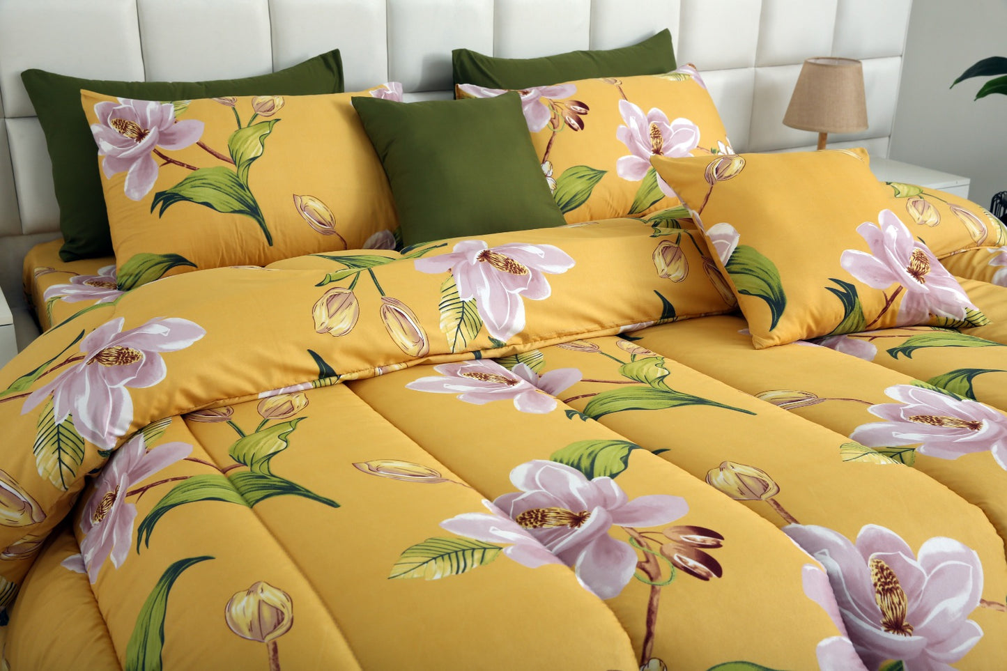 8 PCs Winter Comforter Set-Hibiscus Comforters Apricot