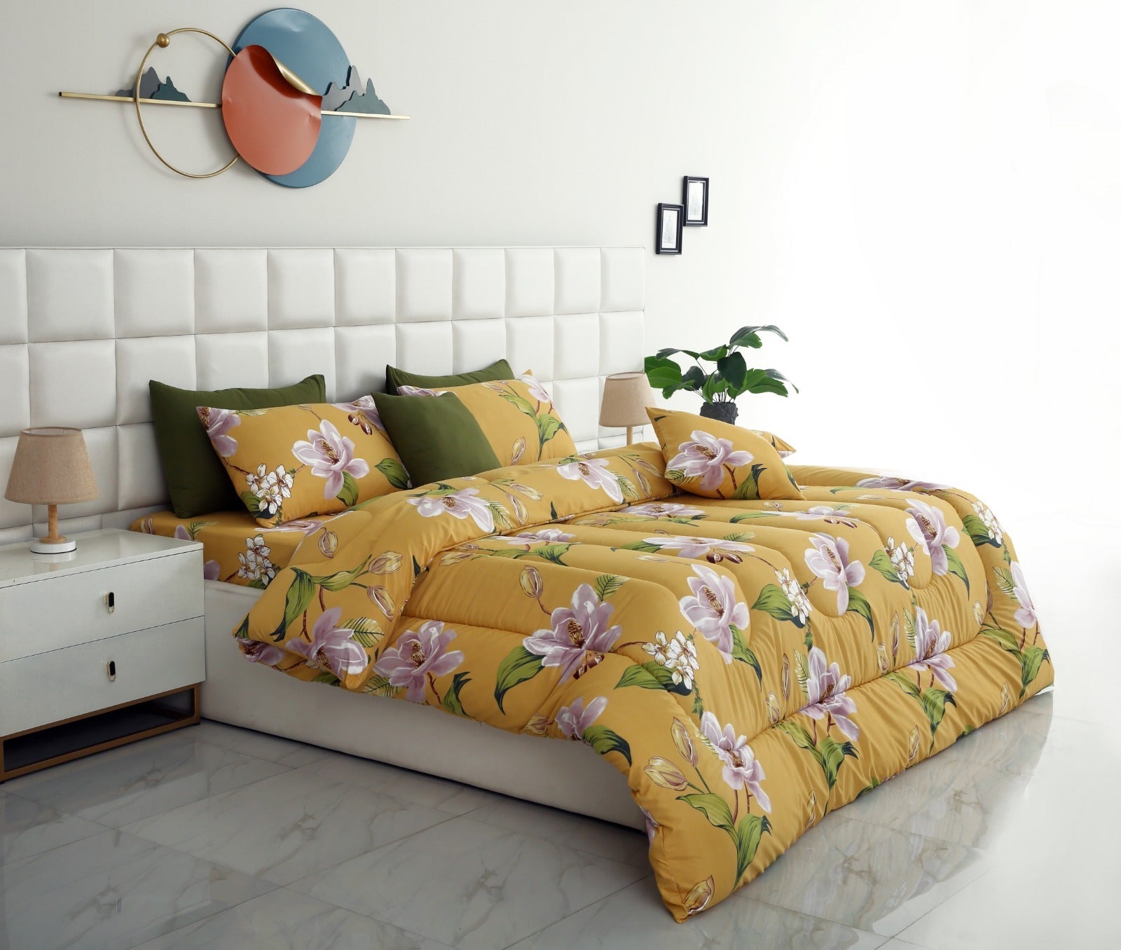 8 PCs Winter Comforter Set-Hibiscus Comforters Apricot