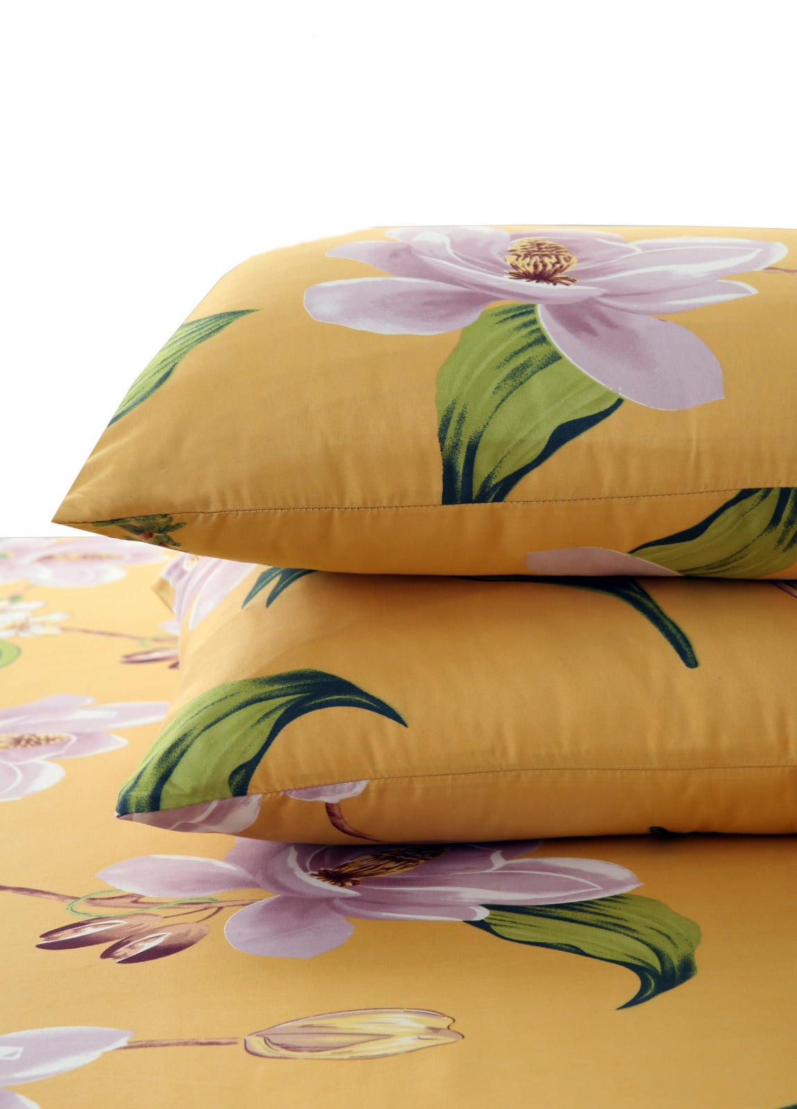 8 PCs Winter Comforter Set-Hibiscus(With Olive Reverse) Comforters Apricot