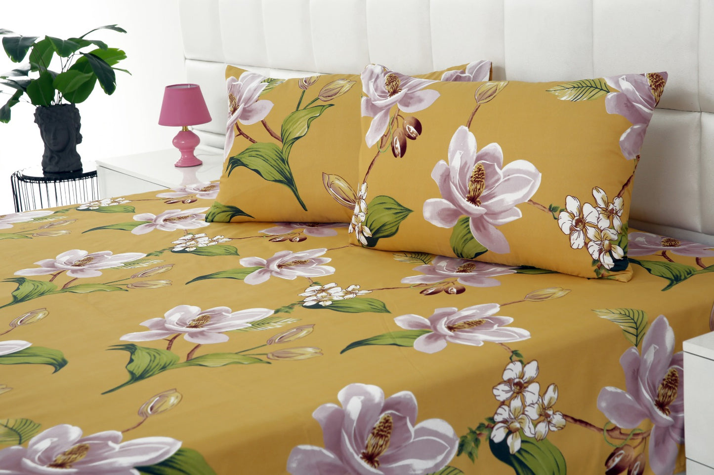 Fitted Bed Sheet-Hibiscus Fitted Sheets Apricot