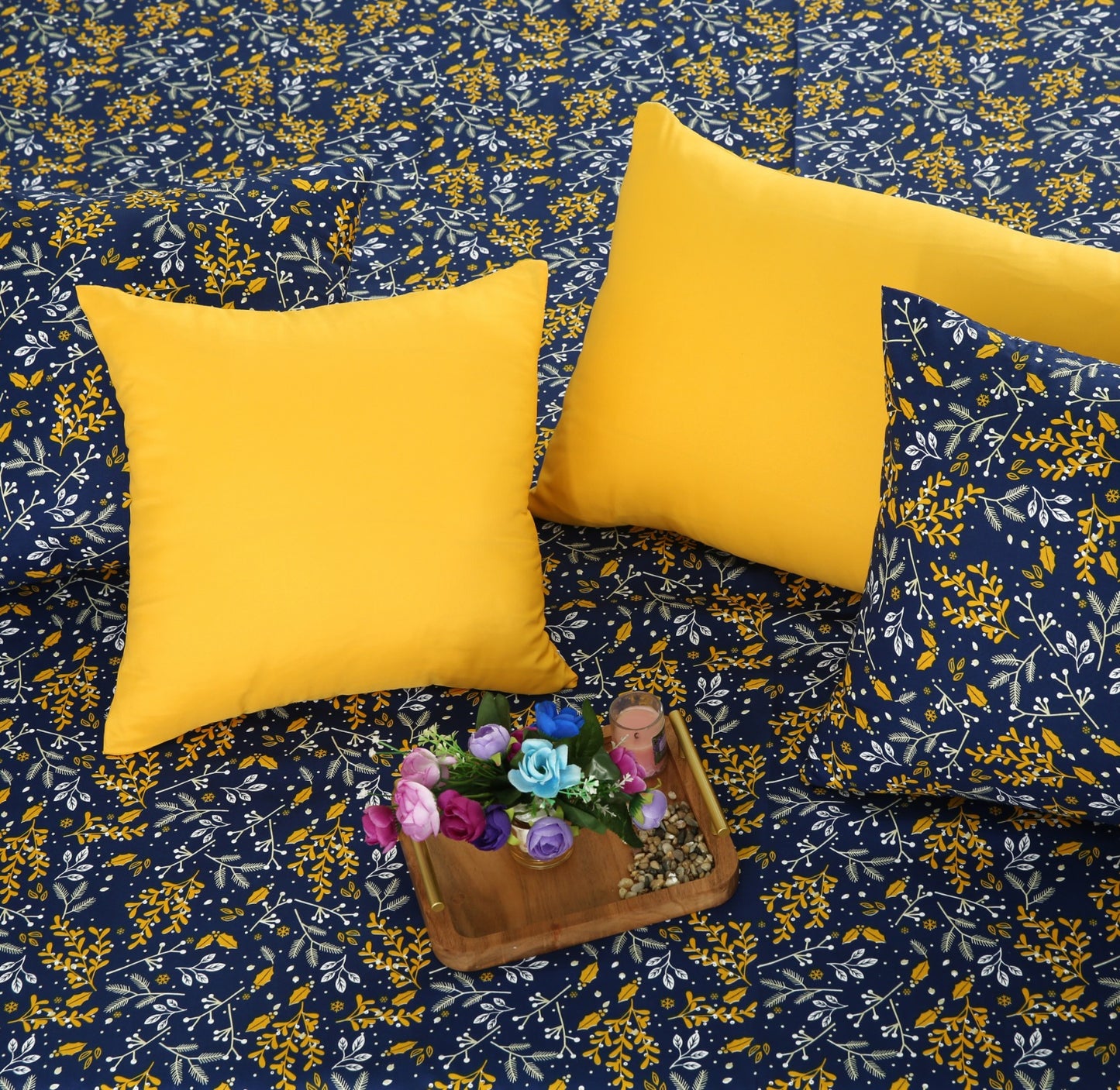 5 PCs Single Comforter Set-Daffodils Comforters Apricot