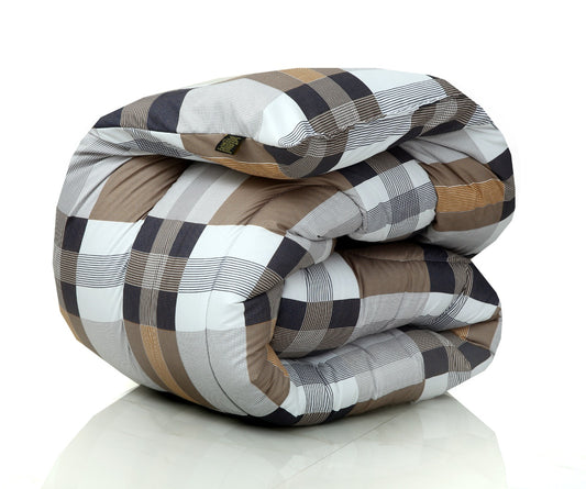 1 PC Double Winter Comforter-Brown Check