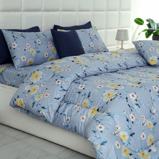 8 PCs Winter Comforter Set-Iceberg Flower Comforters Apricot