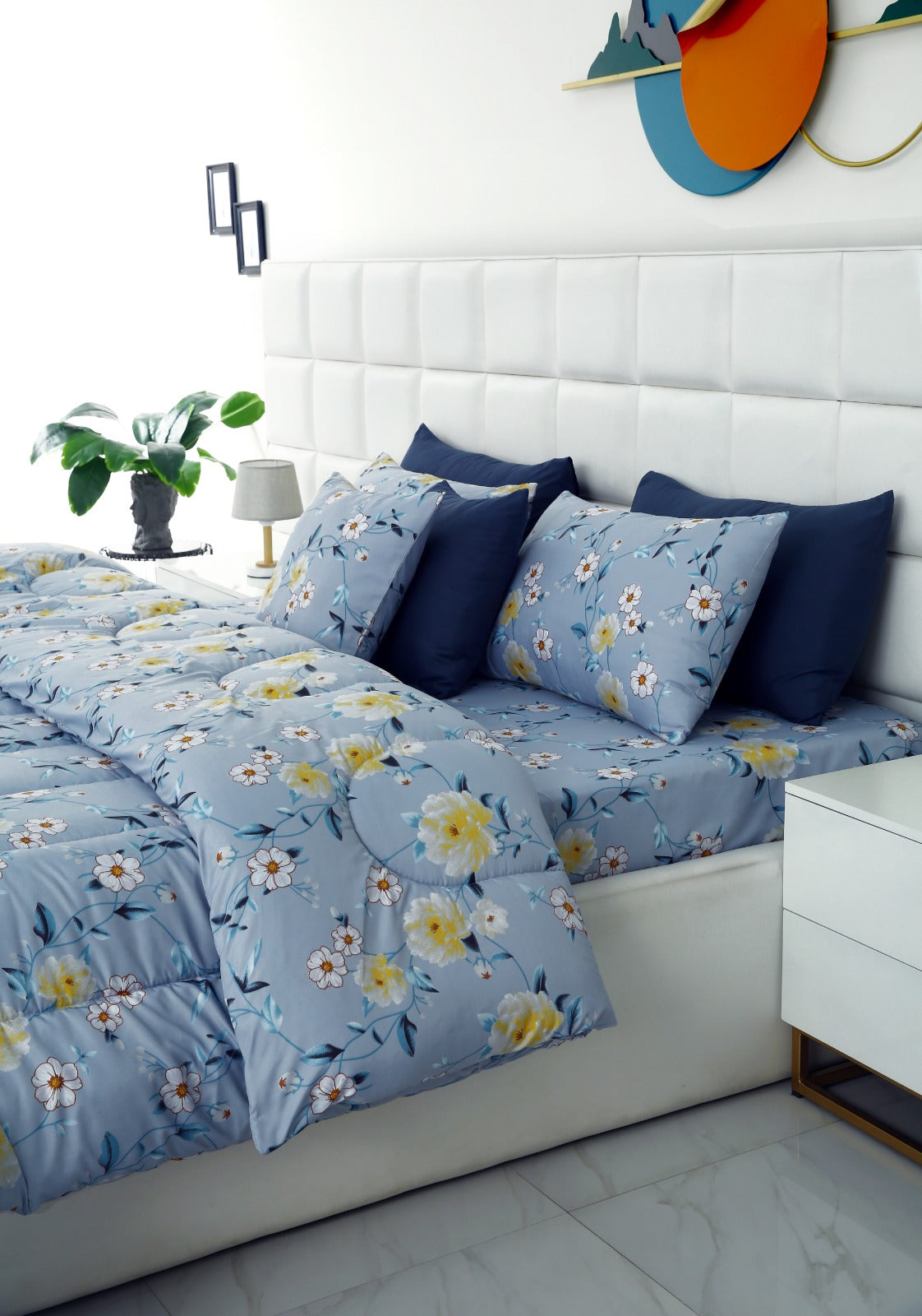 8 PCs Winter Comforter Set-Iceberg Flower Comforters Apricot