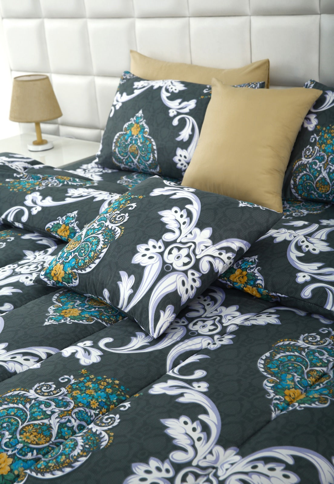 8 PCs Winter Comforter Set-Medallion Gold Comforters Apricot