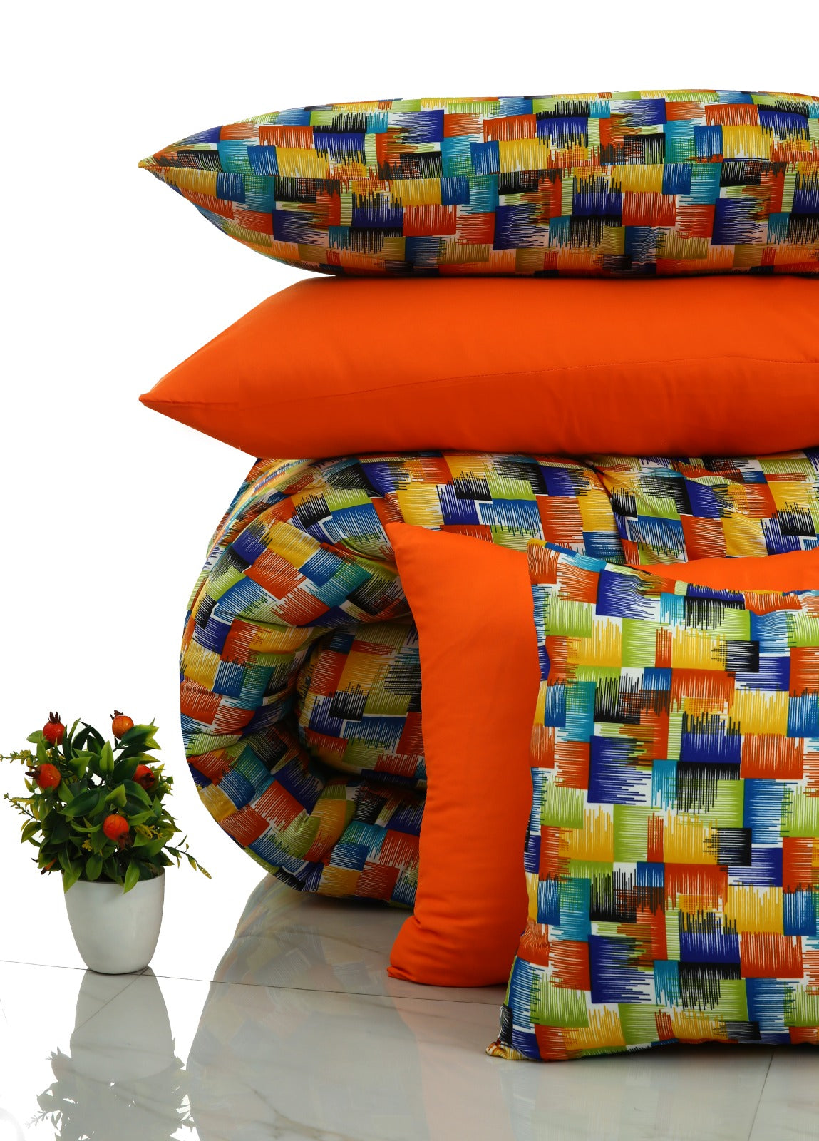 8 PCs Winter Comforter Set-Coral Rush Comforters Apricot