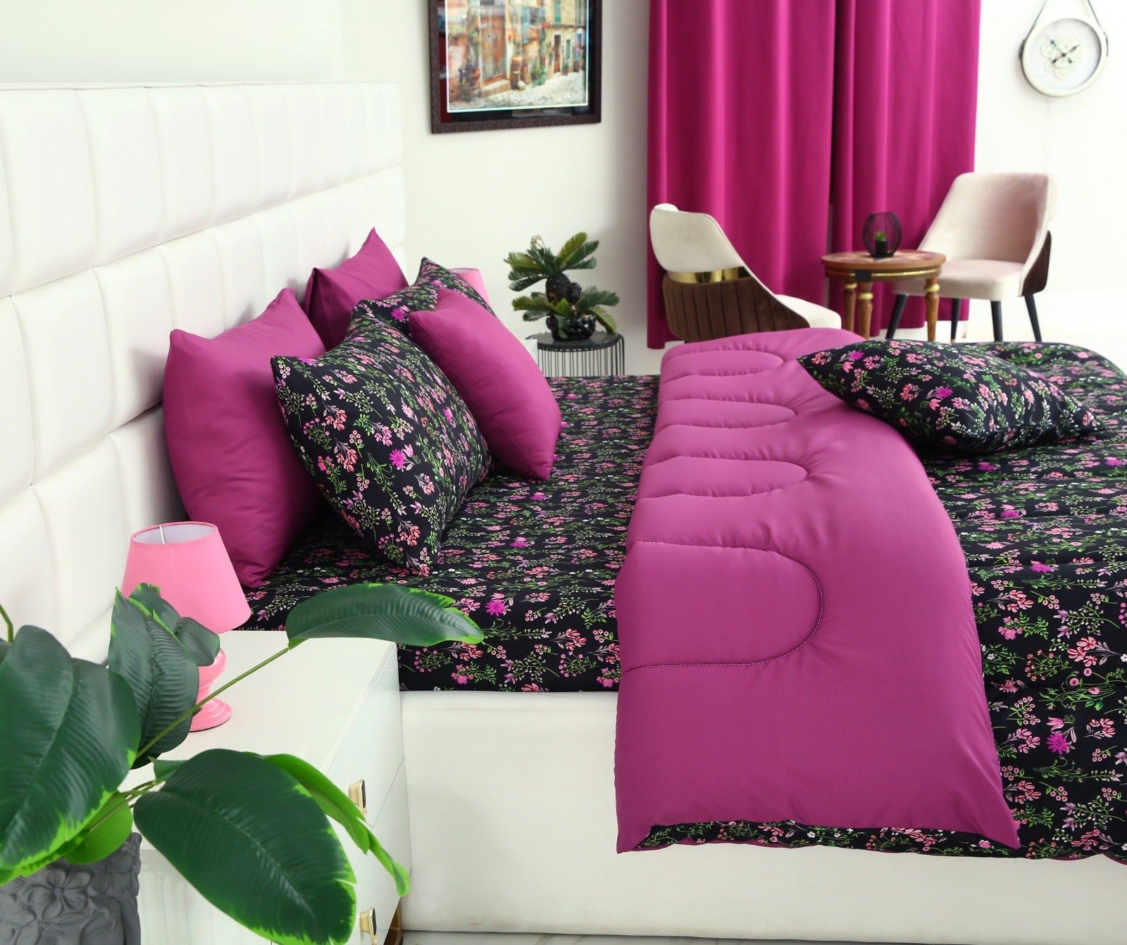 5 PCs Single Comforter Set-Crocus(With Plum Reverse) Comforters Apricot