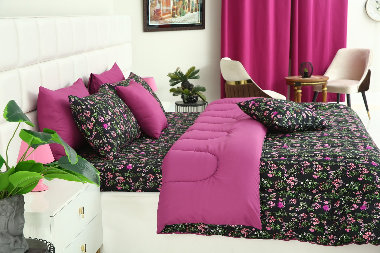 8 PCs Winter Comforter Set-Crocus(With Plum Reverse) Comforters Apricot