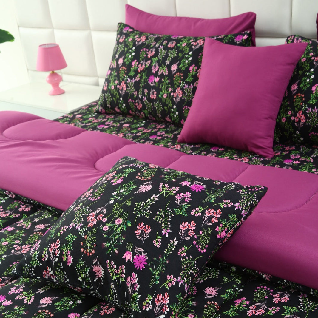 8 PCs Winter Comforter Set-Crocus(With Plum Reverse) Comforters Apricot