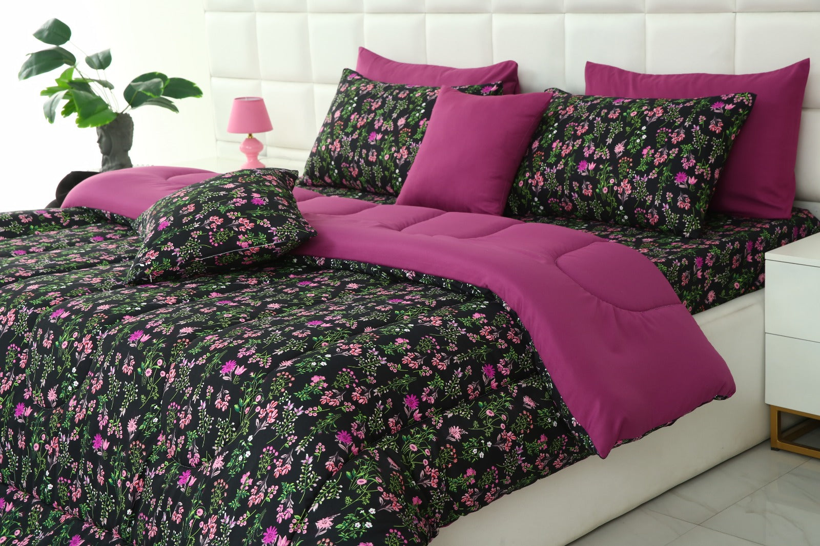 8 PCs Winter Comforter Set-Crocus(With Plum Reverse) Comforters Apricot