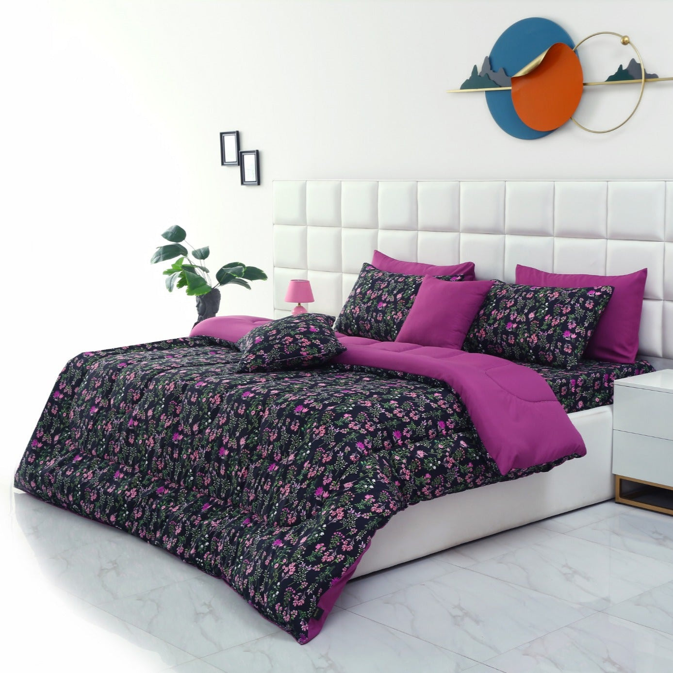 8 PCs Winter Comforter Set-Crocus(With Plum Reverse) Comforters Apricot