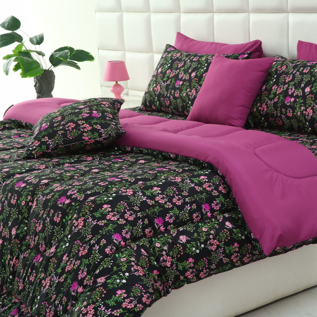 8 PCs Winter Comforter Set-Crocus(With Plum Reverse) Comforters Apricot