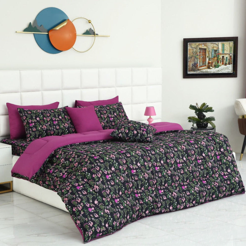 8 PCs Winter Comforter Set-Crocus(With Plum Reverse) Comforters Apricot