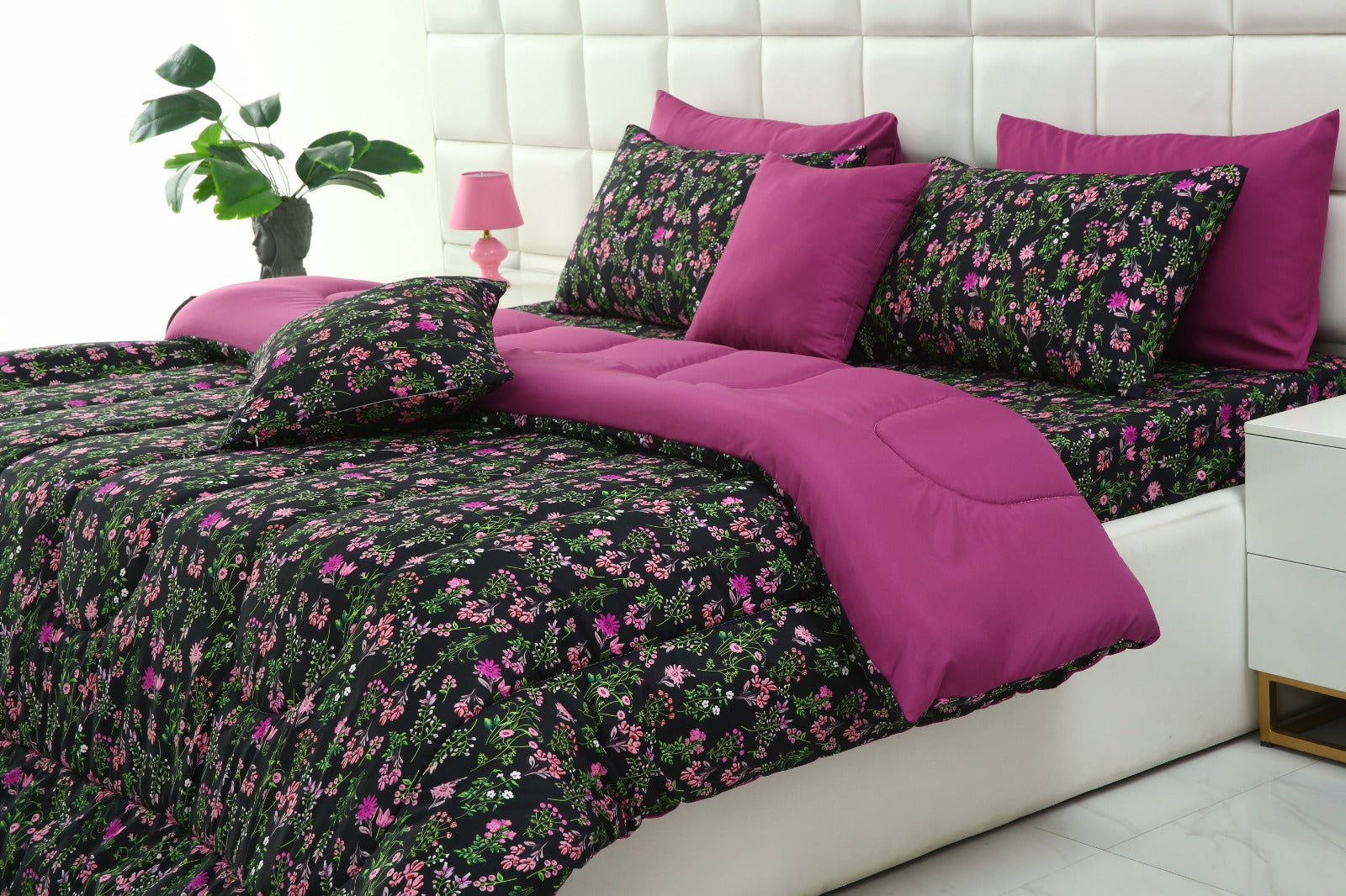 5 PCs Single Comforter Set-Crocus(With Plum Reverse) Comforters Apricot