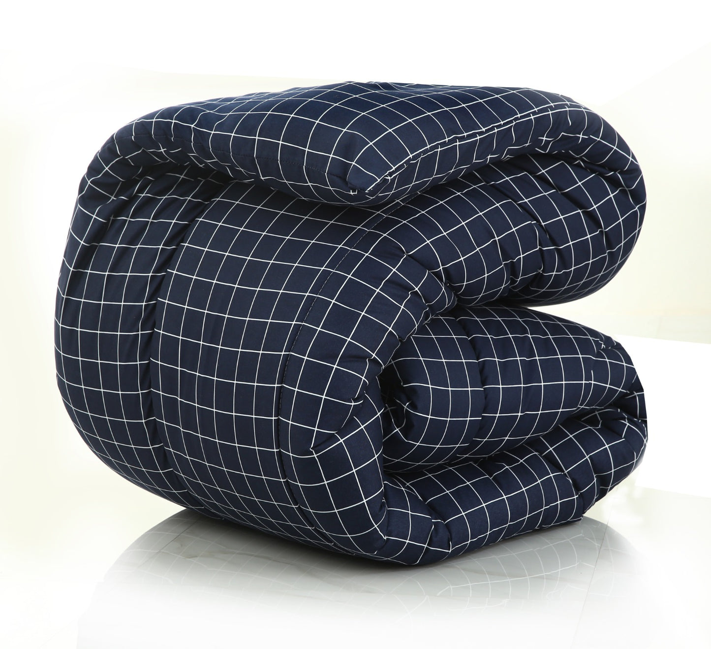 5 PCs Single Comforter Set-Blue Check Comforters Apricot