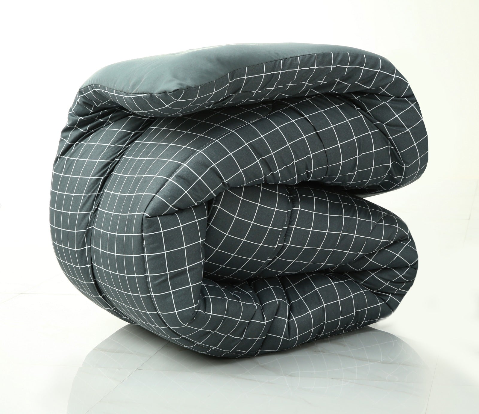 1 PC Single Comforter-Grey Check Comforters Apricot