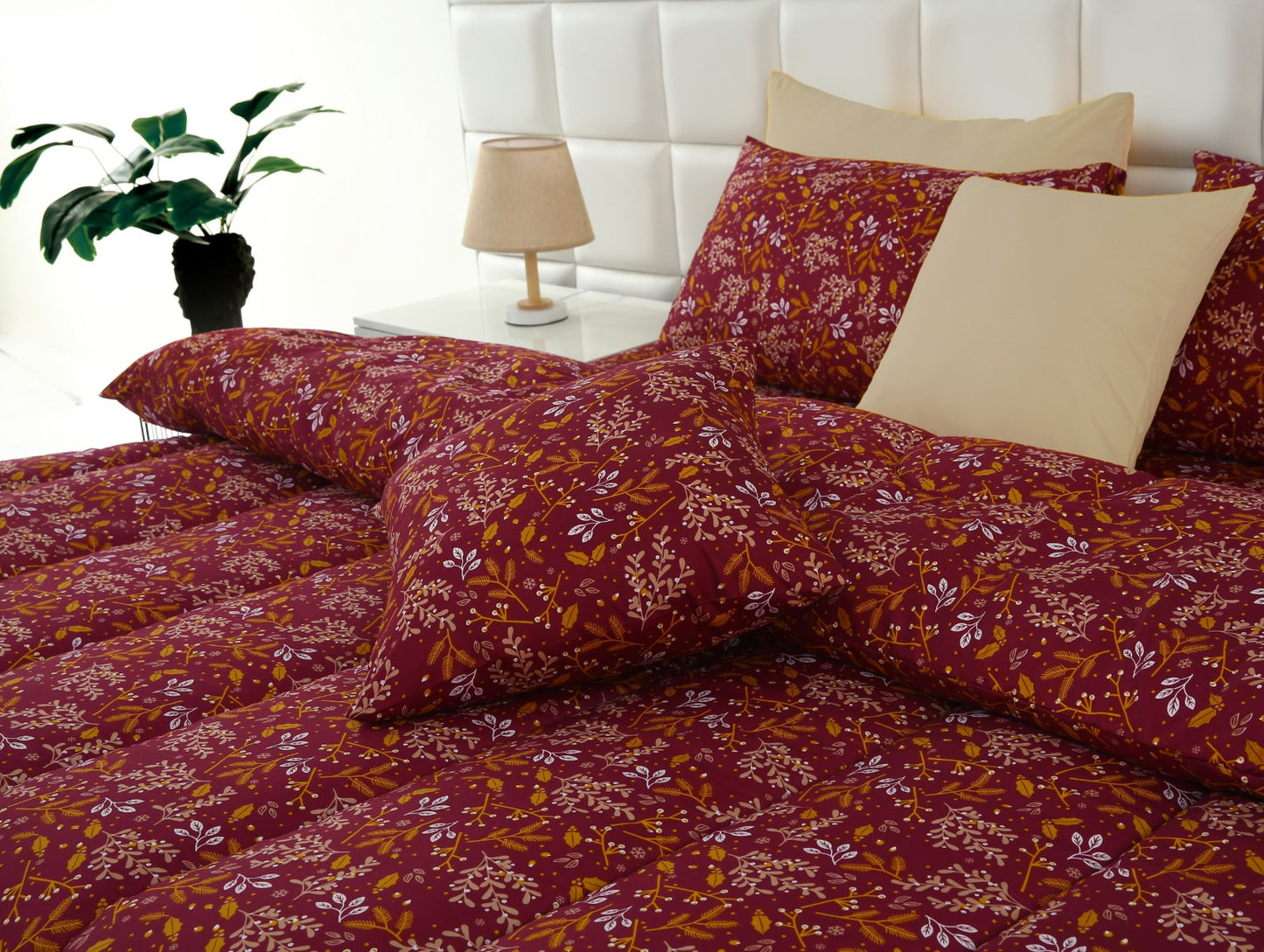 5 PCs Single Comforter Set-Royal Garnet Comforters Apricot