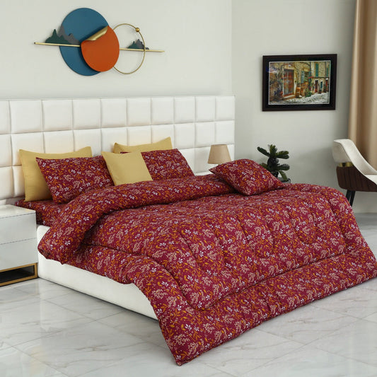 8 PCs Winter Comforter Set-Royal Garnet Comforters Apricot