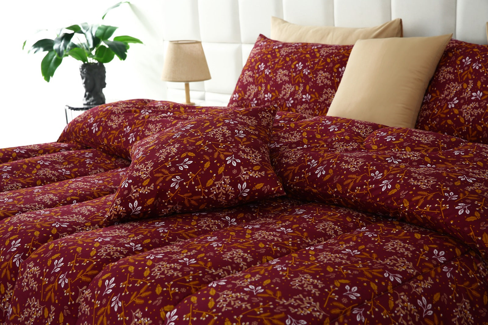 5 PCs Single Comforter Set-Royal Garnet Comforters Apricot