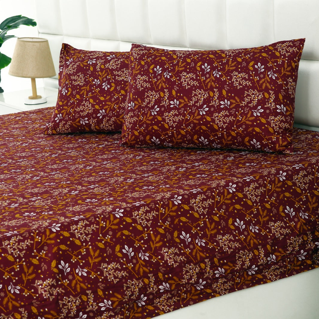 3 PCs Double Bed Sheet-15338Royal Garnet Bed Sheets Apricot