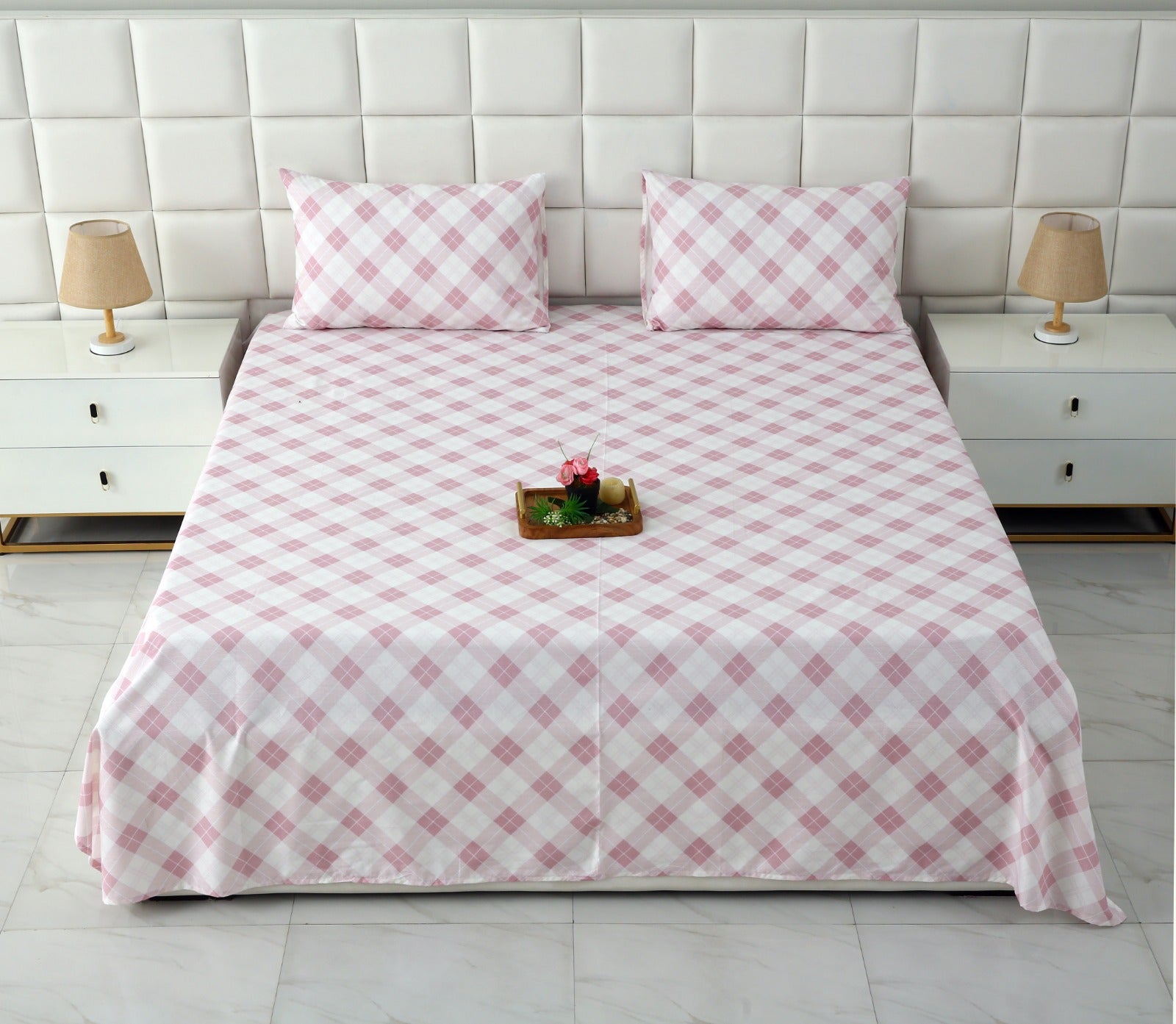 3 PCs Double Bed Sheet DB-214 Bed Sheets Apricot