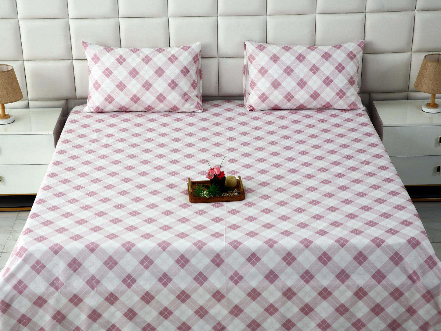 3 PCs Double Bed Sheet DB-214 Bed Sheets Apricot