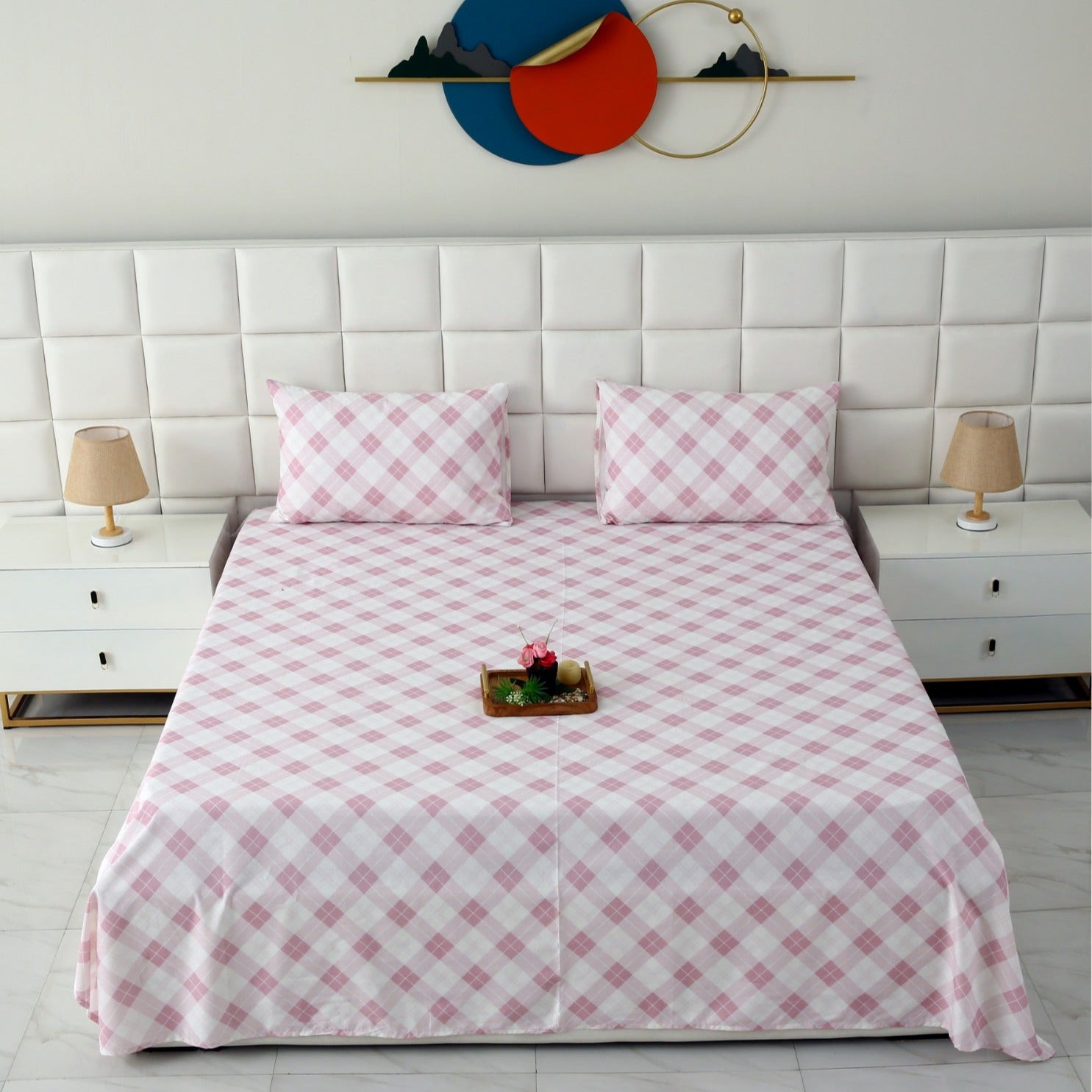 3 PCs Double Bed Sheet DB-214 Bed Sheets Apricot