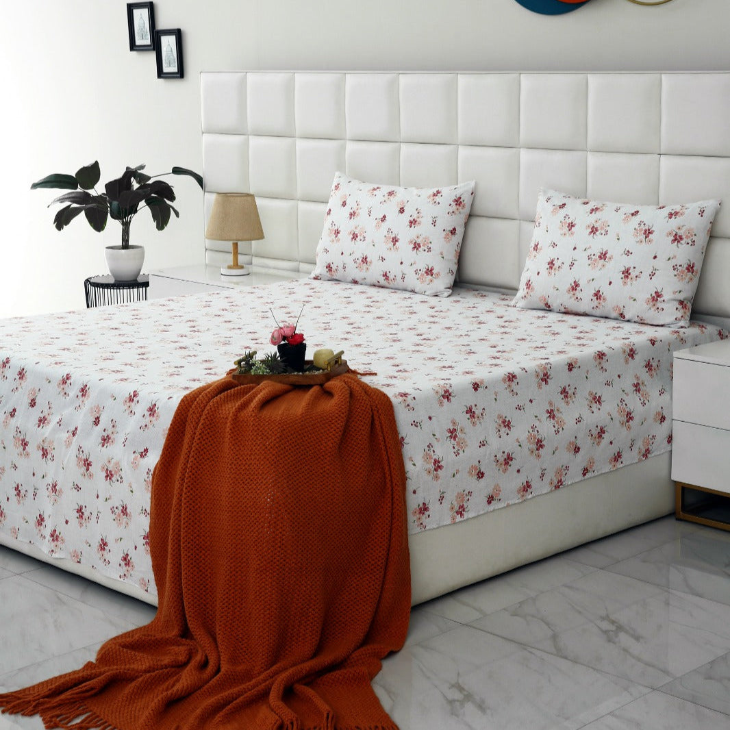 3 PCs Double Bed Sheet DB-215 Bed Sheets Apricot