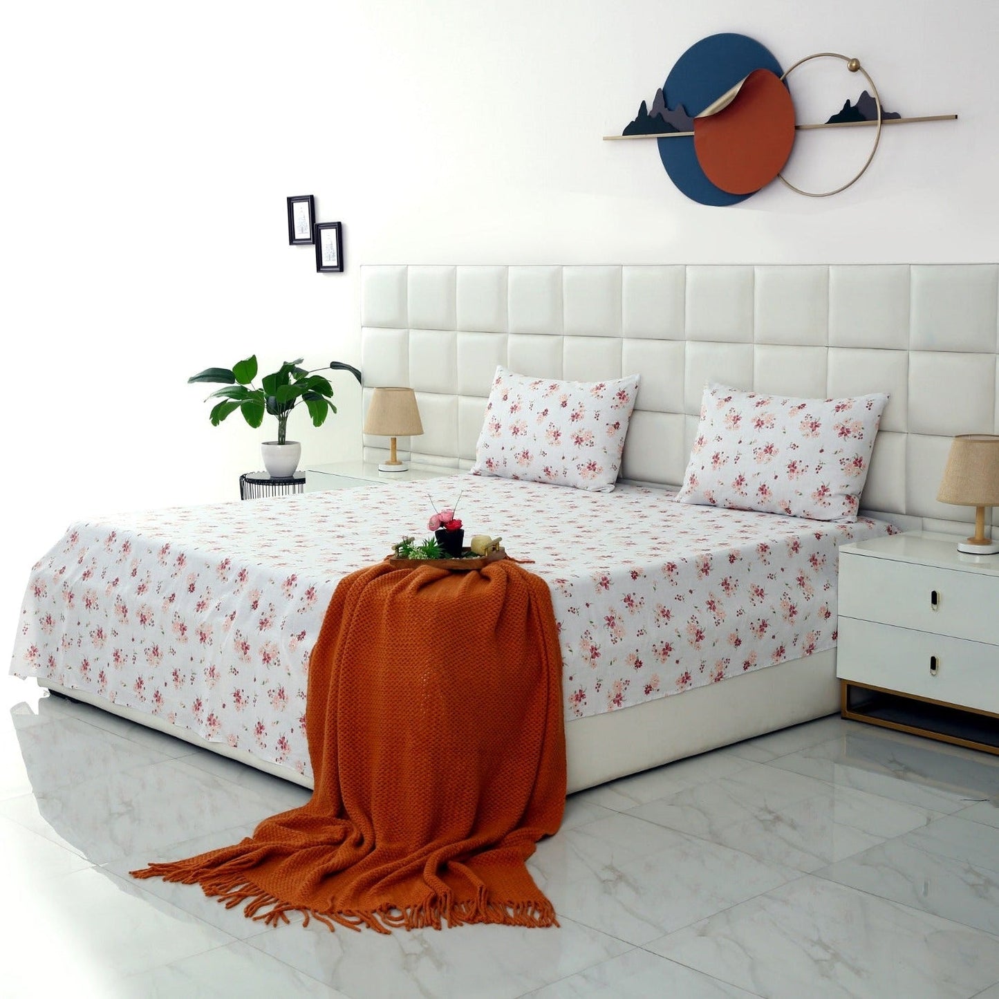 3 PCs Double Bed Sheet DB-215 Bed Sheets Apricot