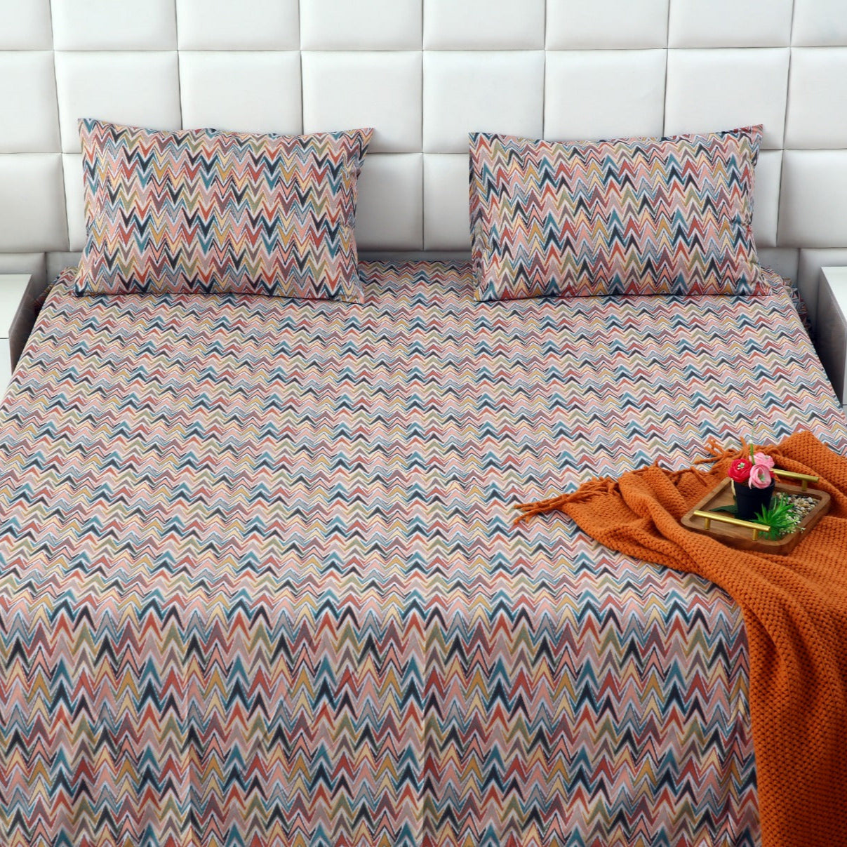 3 PCs Double Bed Sheet DB-220 Bed Sheets Apricot