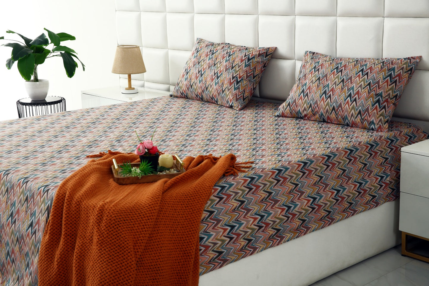 3 PCs Double Bed Sheet DB-220 Bed Sheets Apricot