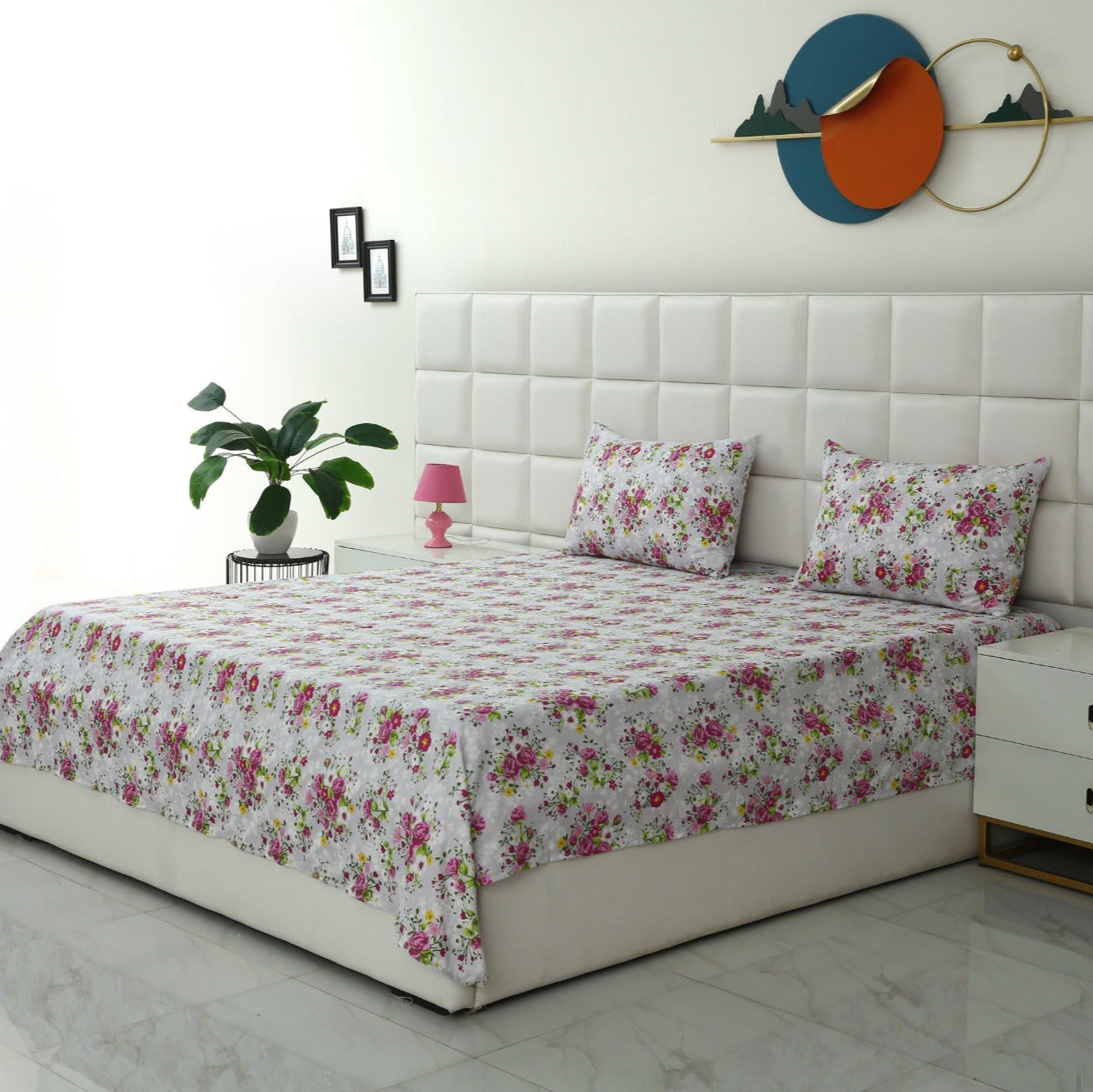 3 PCs Double Bed Sheet-Sweet Pea Bed Sheets Apricot