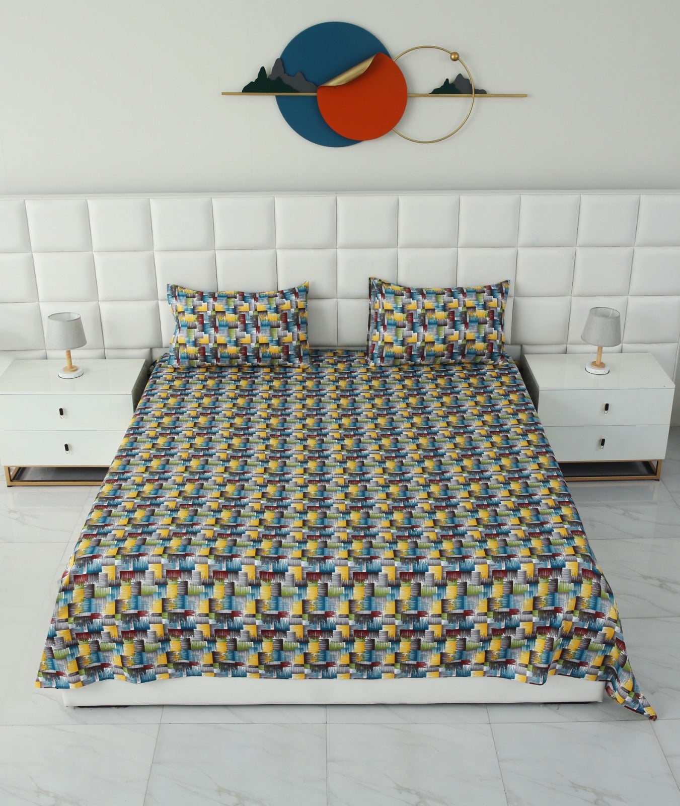3 PCs Double Bed Sheet- GRADIENT