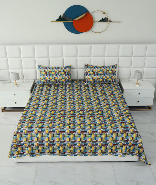 3 PCs Double Bed Sheet- GRADIENT BED SHEET Apricot