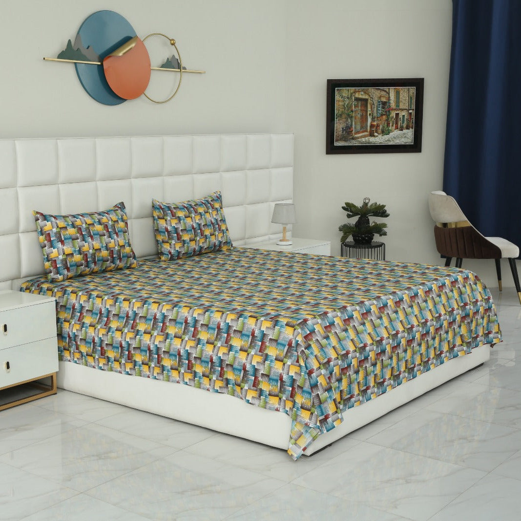 3 PCs Double Bed Sheet- GRADIENT