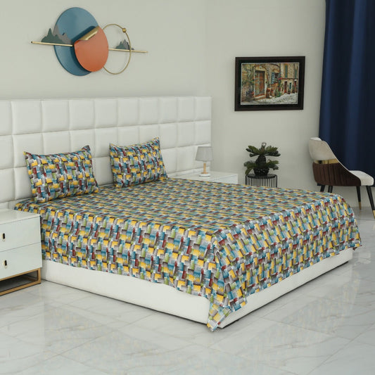 3 PCs Double Bed Sheet- GRADIENT BED SHEET Apricot